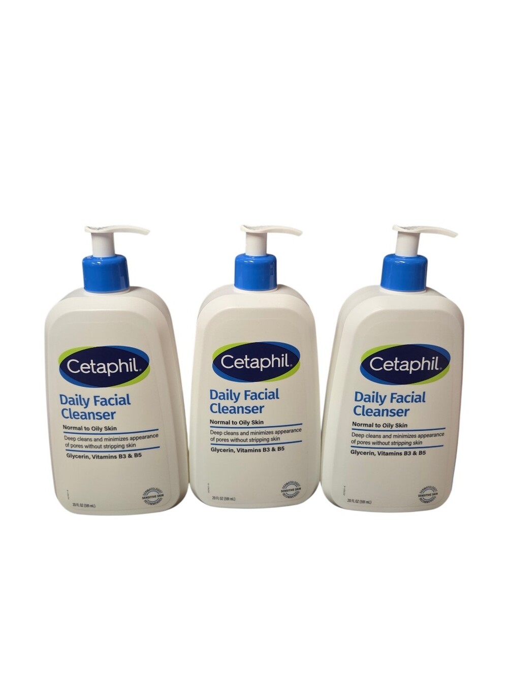 Cetaphil Daily Facial Cleanser for Normal to Oily Skin 20 Fl Oz Pack Of 3 Nwt